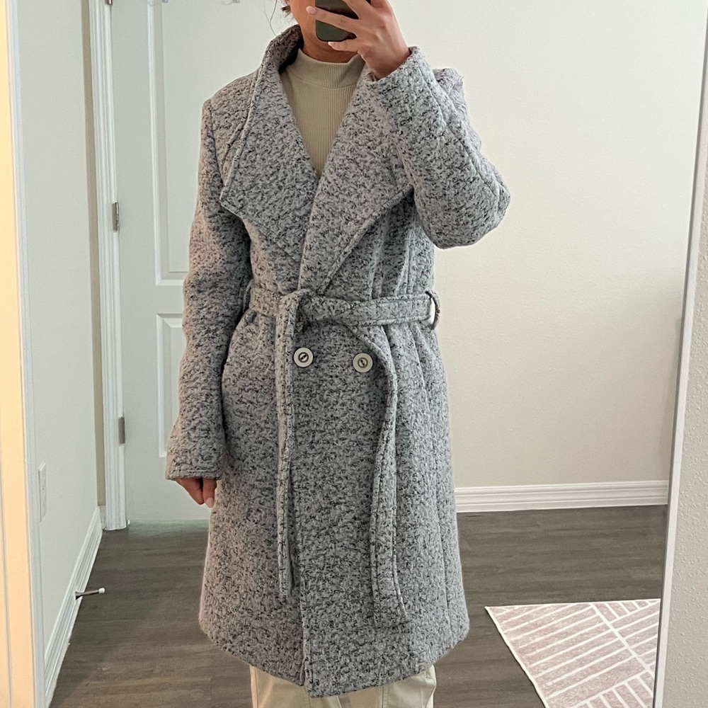 ❄️Women's Gray Wool Belted Winter Coat